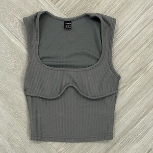 SHEIN Gray Ribbed Crop Top Size XS
